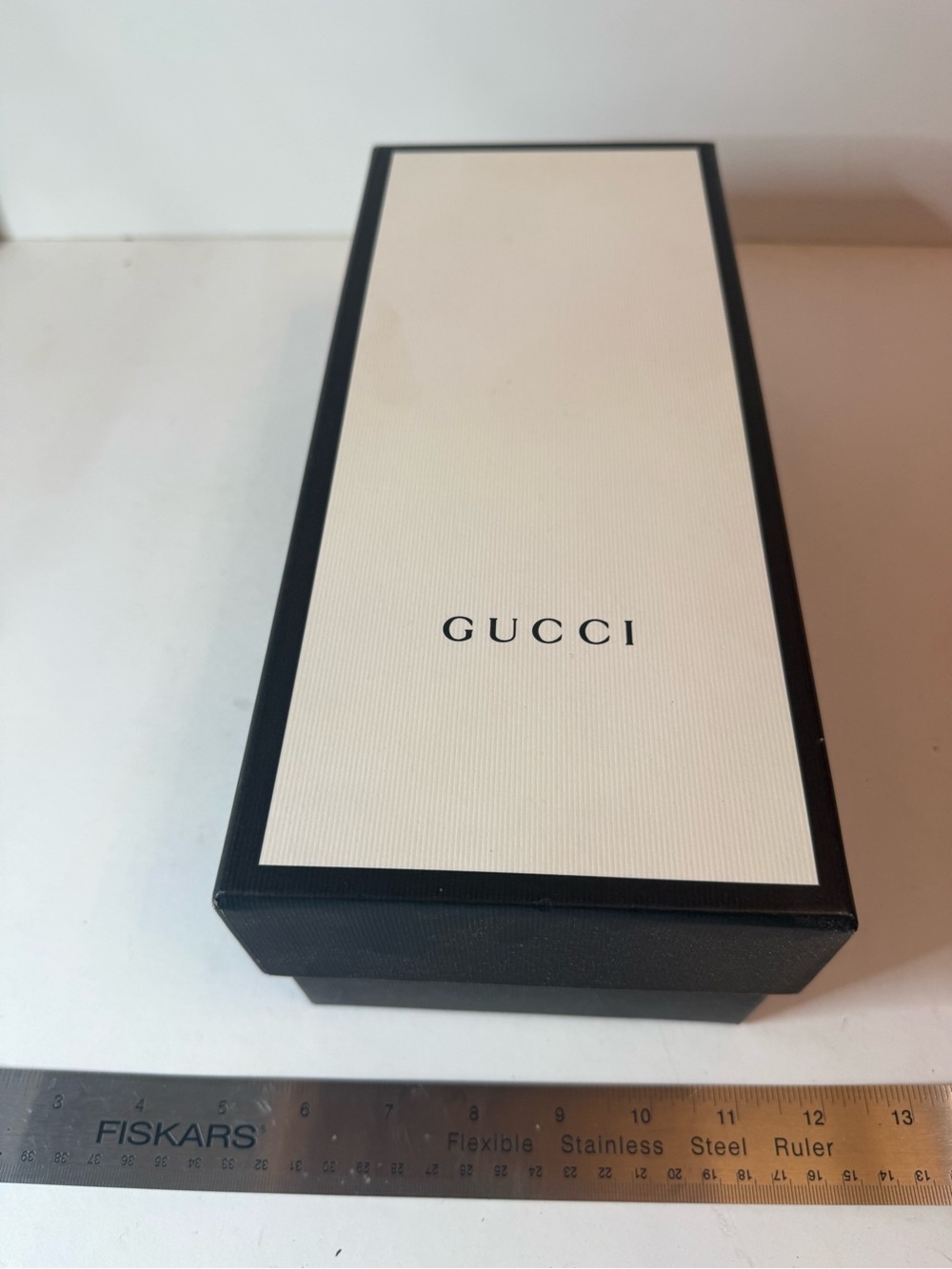 Gucci Cream Top with Black Trim Logo Shoe Box